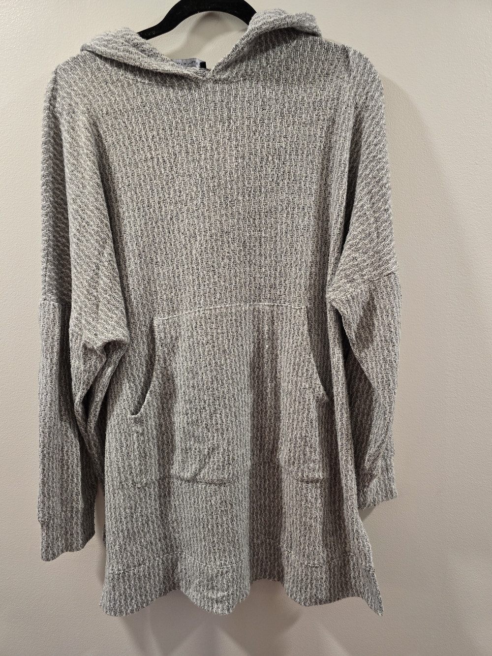 Nally & Millie Gray Waffle-Knit Hooded Pullover